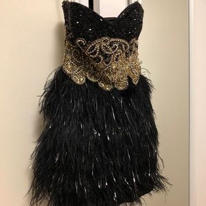 Black embroidered cocktail dress